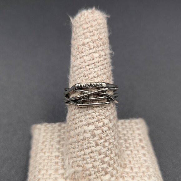 Size 7 Sterling Silver Forever Word Open Band Ring A6513 - Picture 1 of 8